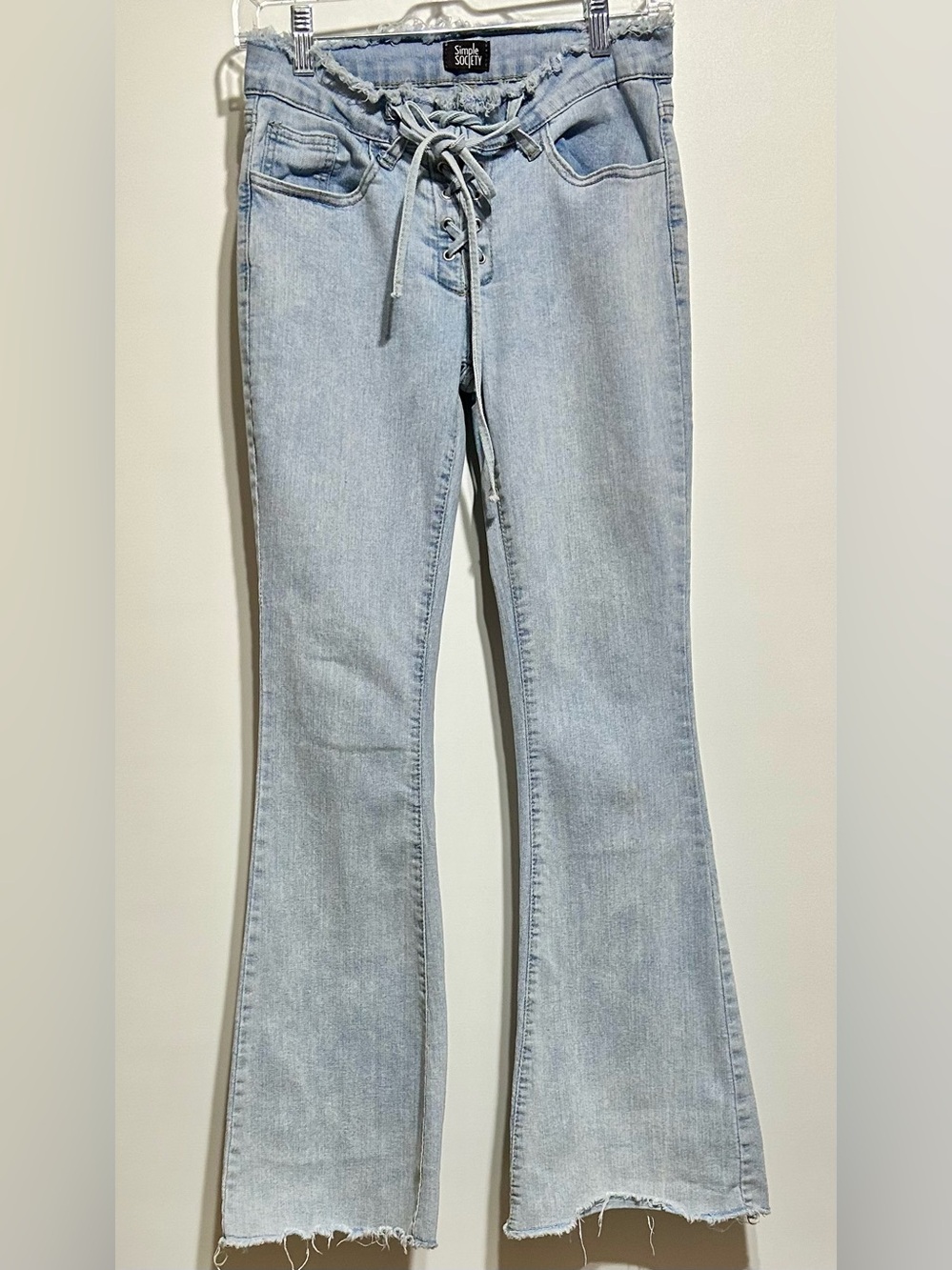 Light Blue Lace-Up Bootcut Women's Jeans
